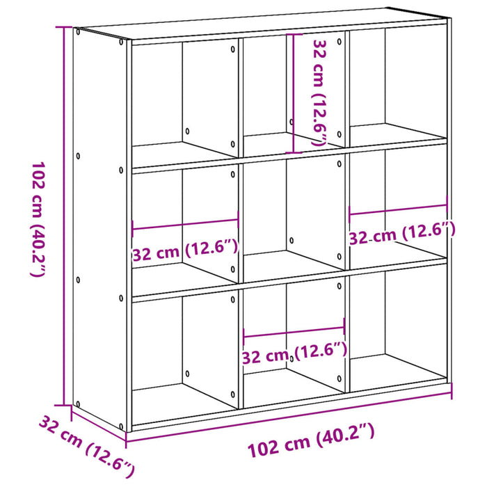 Bibliotecă Neagră 102x32x102 cm Lemn prelucrat