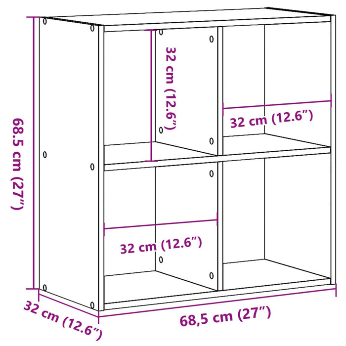 Bookcase Black 68.5x32x68.5 cm Engineered Wood