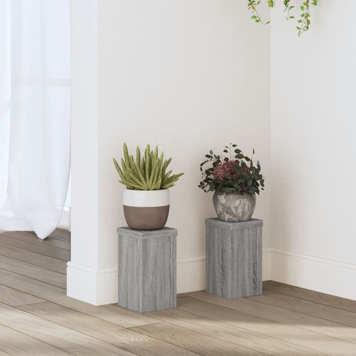 Plant Stands 2 pcs Grey Sonoma 10x10x18 cm Engineered Wood