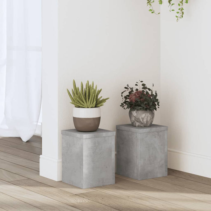 Plant Stands 2 pcs Concrete Grey 15x15x20 cm Engineered Wood