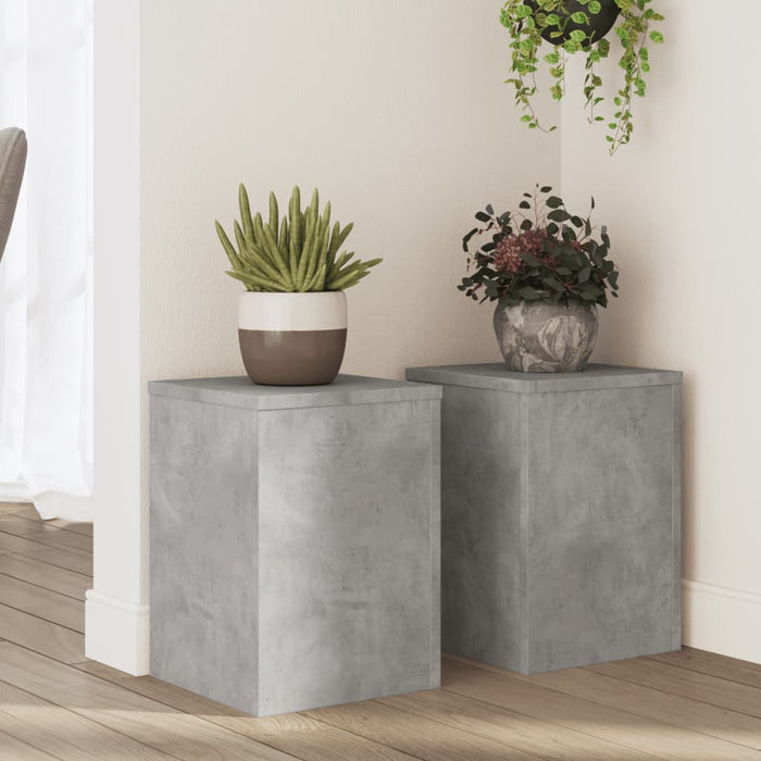 Plant Stands 2 pcs Concrete Grey 25x25x35 cm Engineered Wood