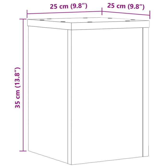 Стойки за растения 2 бр. Опушен дъб 25x25x35 см Инженерно дърво