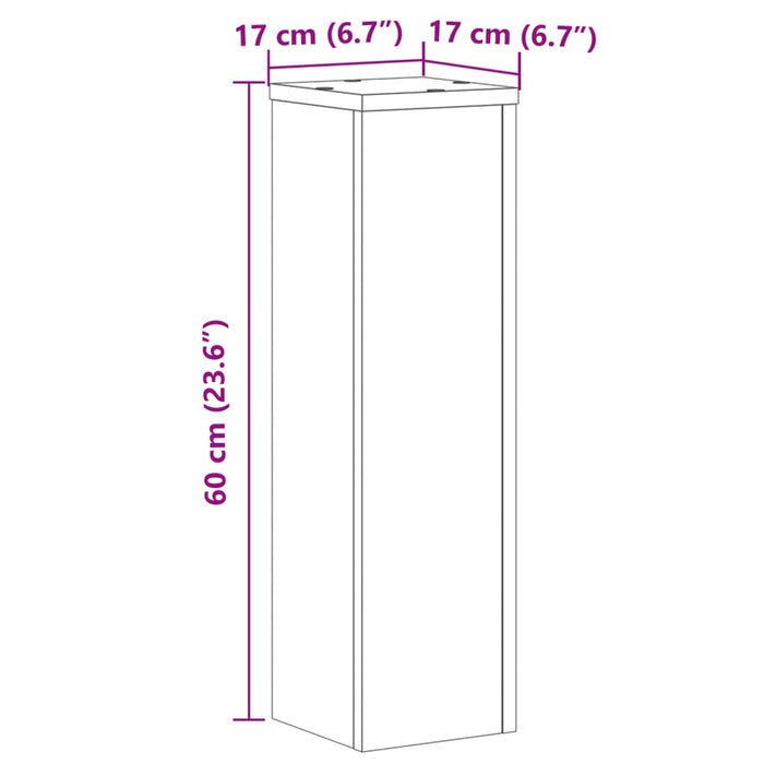 Стойка за растения 2 бр. дъб сонома 17x17x60 см инженерно дърво