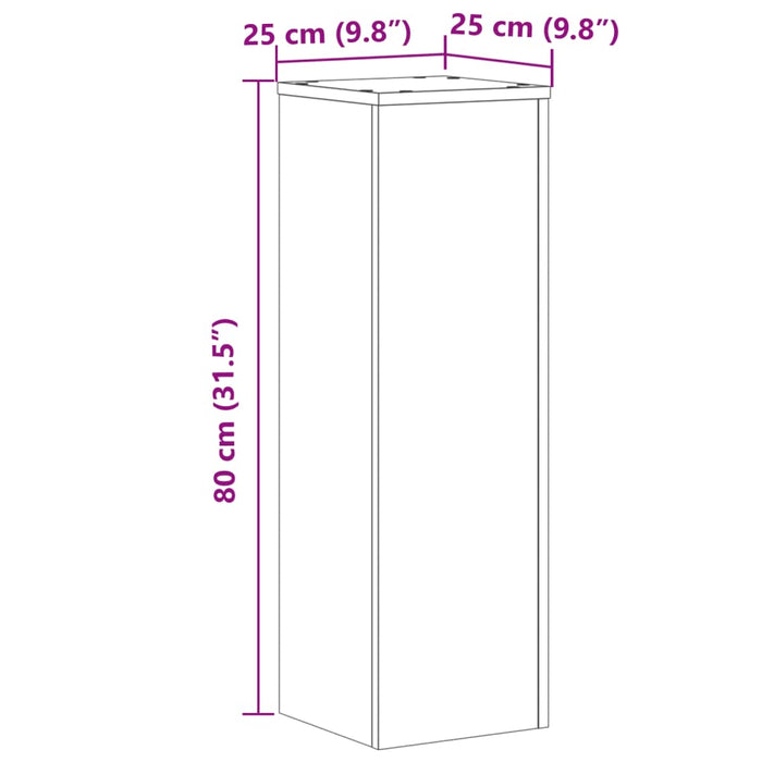 Подставка для растений 2 шт. Sonoma Oak 25x25x80 см Инженерная древесина