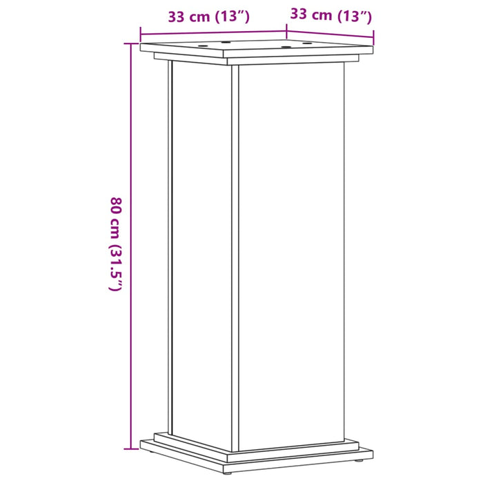 Подставка для растений из серого бетона 33x33x80 см, композитная древесина