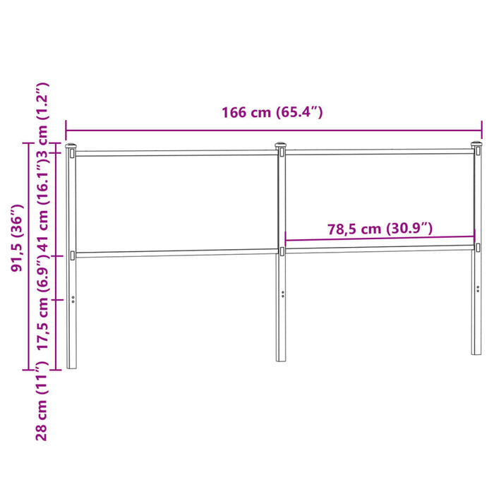 Headboard Smoked Oak 160 cm Engineered Wood and Steel