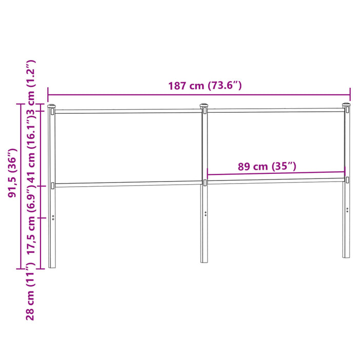 Headboard Smoked Oak 180 cm Engineered Wood and Steel