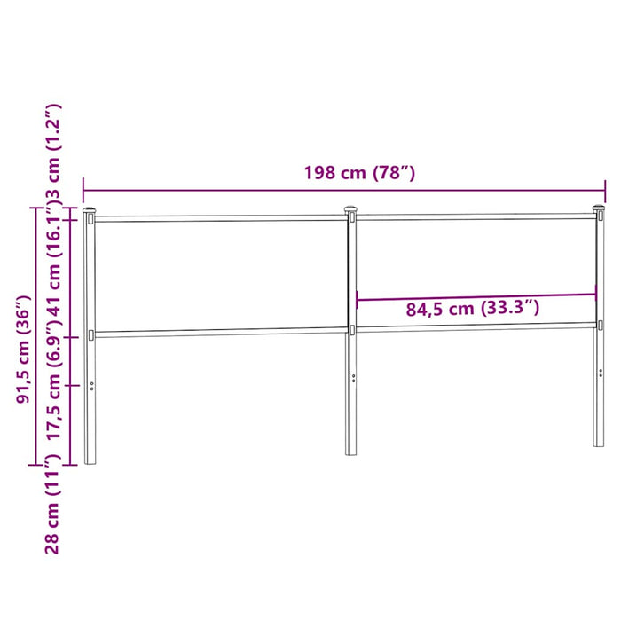 Headboard Smoked Oak 190 cm Engineered Wood and Steel