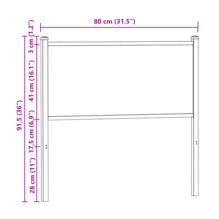 Headboard Sonoma 75 cm Engineered Wood and Steel