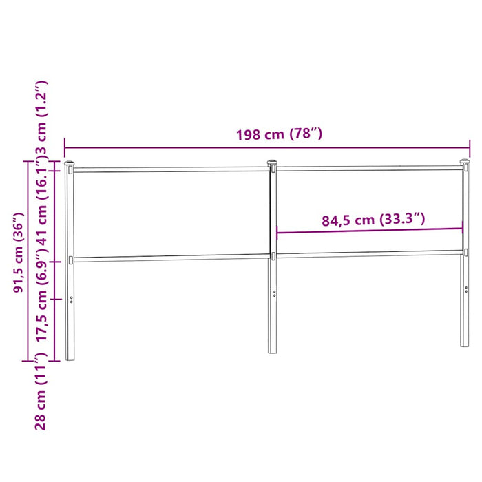 Headboard Sonoma 190 cm Engineered Wood and Steel