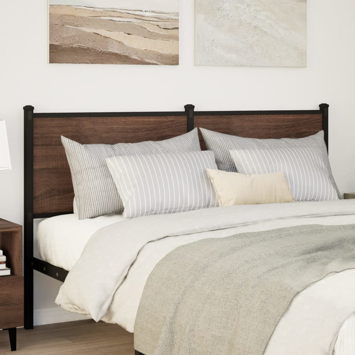 Headboard Brown Oak 140 cm Engineered Wood and Steel