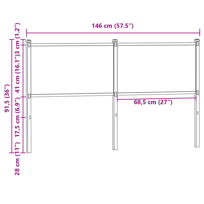 Headboard Brown Oak 140 cm Engineered Wood and Steel