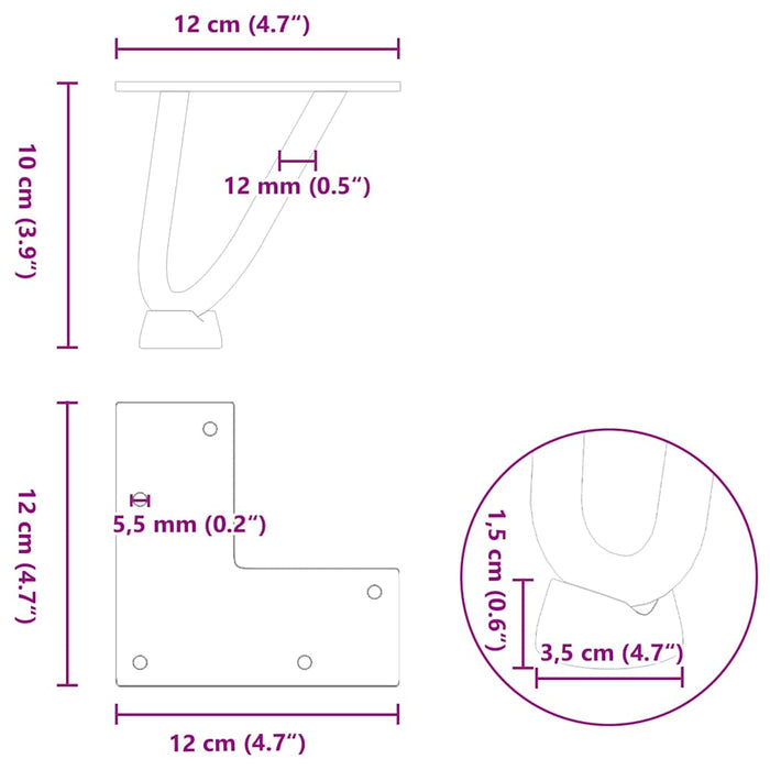 Picioare Masa Agrafa 4 buc Otel Natural 10 cm Otel Solid