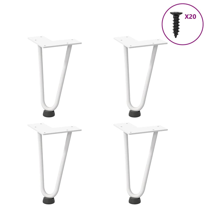 Hairpin Table Legs 4 pcs White 20 cm Solid Steel