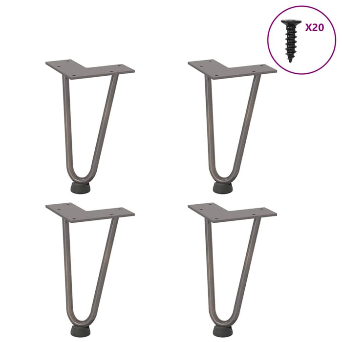 Hairpin Table Legs 4 pcs Natural Steel 20 cm Solid Steel