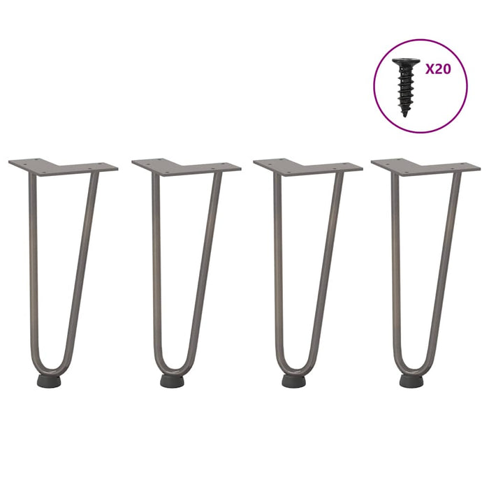 Hairpin Table Legs 4 pcs Natural Steel 30 cm Solid Steel