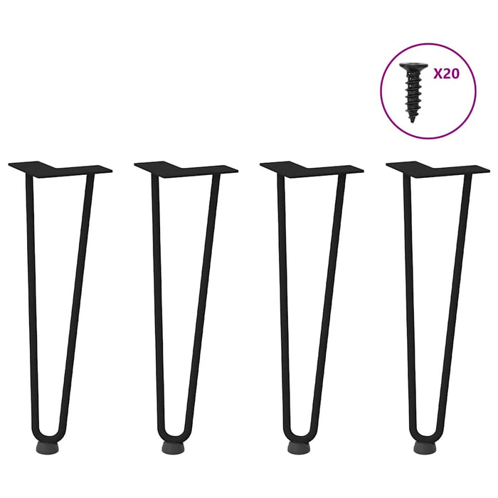 Hairpin Table Legs 4 pcs Black 42 cm Solid Steel