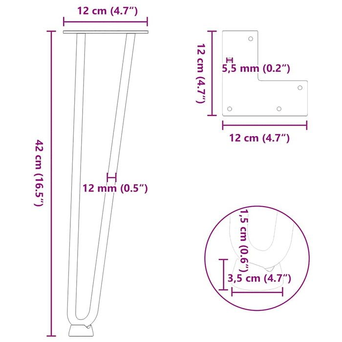 Picioare Masa Agrafa 4 buc Alb 42 cm Otel Solid