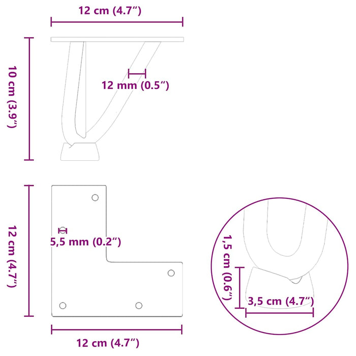 Hairpin Table Legs 4 pcs Anthracite 10 cm Solid Steel