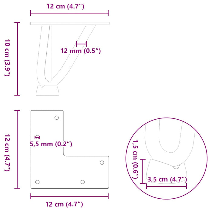 Picioare Masa Agrafa 4 buc Otel Natural 10 cm Otel Solid