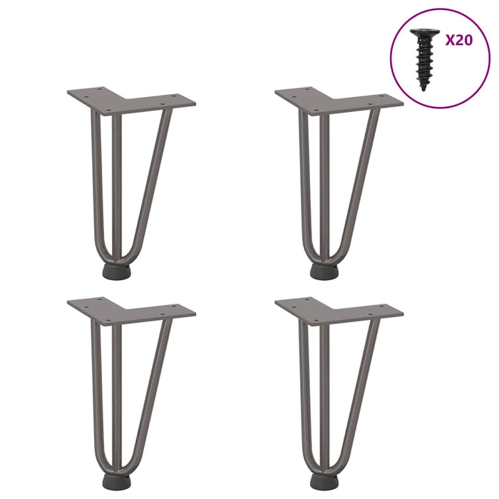 Hairpin Table Legs 4 pcs Natural Steel 20 cm Solid Steel