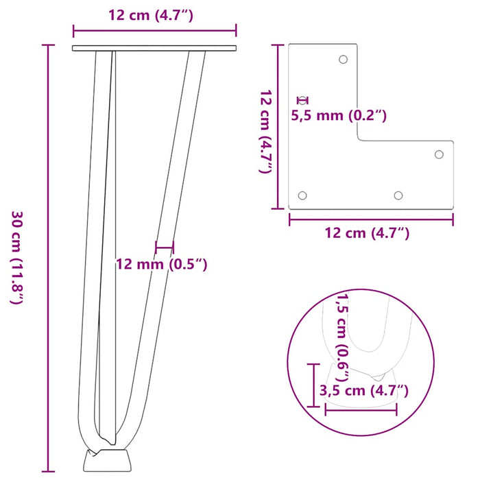 Picioare Masa Agrafa 4 buc Alb 30 cm Otel Solid