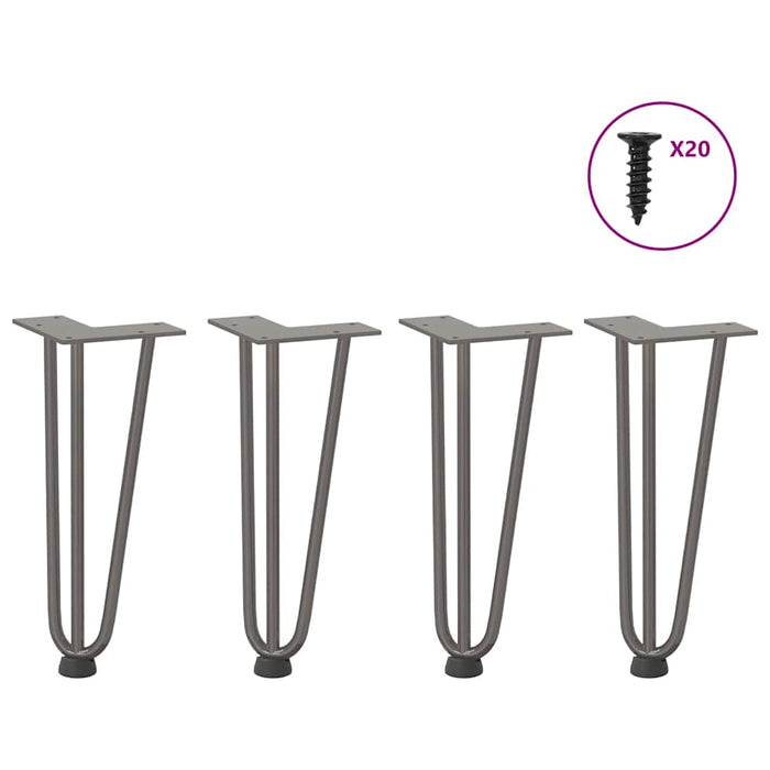 Hairpin Table Legs 4 pcs Natural Steel 30 cm Solid Steel