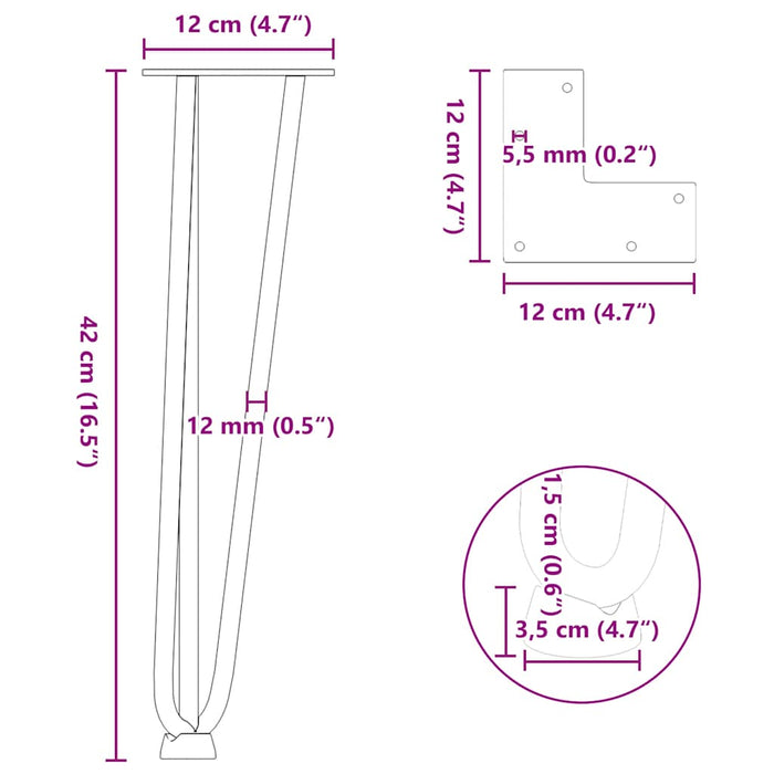 Picioare Masa in ac de par 4 buc Antracit 42 cm Otel Solid