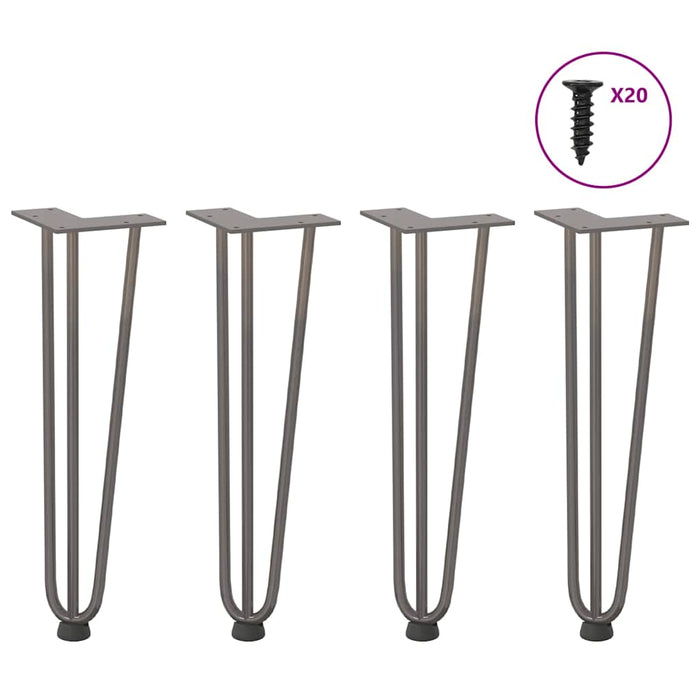 Hairpin Table Legs 4 pcs Natural Steel 42 cm Solid Steel