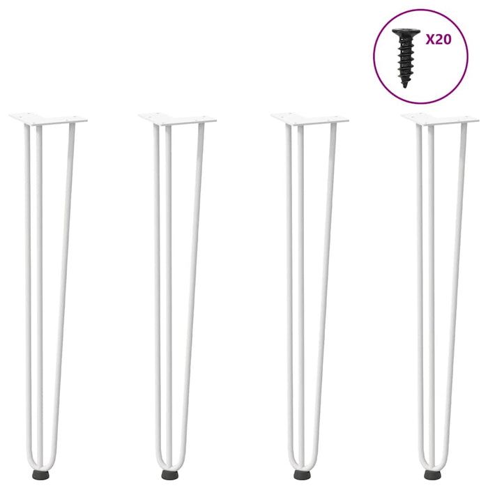 Hairpin Table Legs 4 pcs White 72 cm Solid Steel