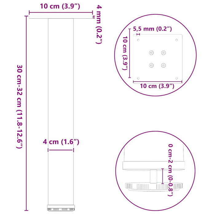 Coffee Table Legs 4 pcs Natural Steel 30-32 cm Steel