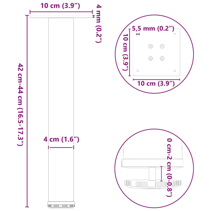 Coffee Table Legs 4 pcs White 42-44 cm Steel