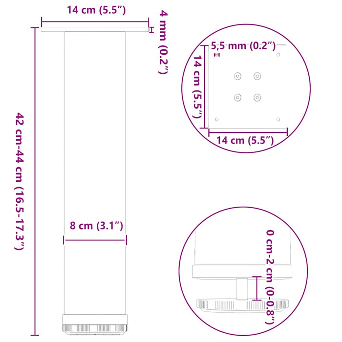 Coffee Table Legs 4 pcs White 42-44 cm Steel