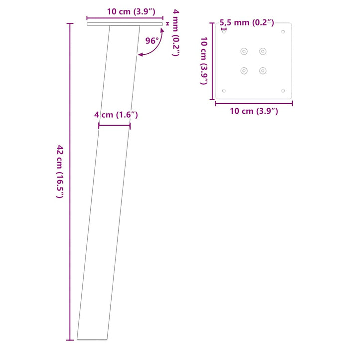 Picioare Masuta de cafea 4 buc Alb 42 cm Otel