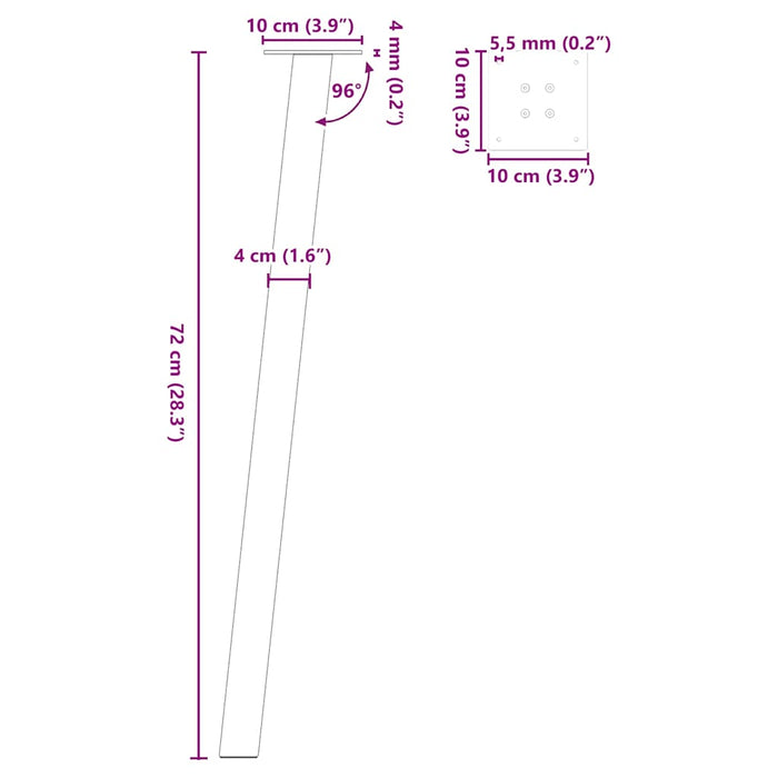 Picioare Masuta de cafea 4 buc Alb 72 cm Otel