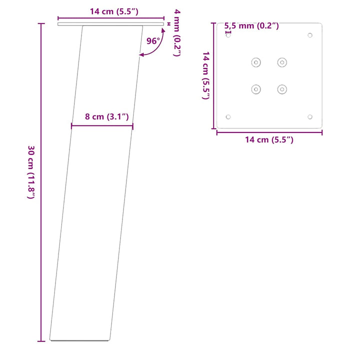 Coffee Table Legs 4 pcs White 30 cm Steel