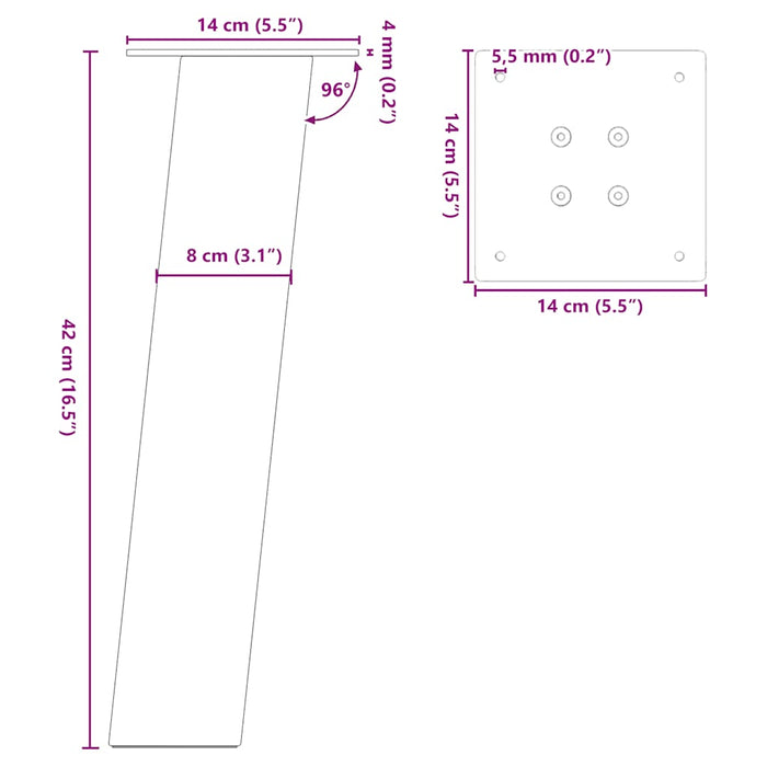 Coffee Table Legs 4 pcs White 42 cm Steel