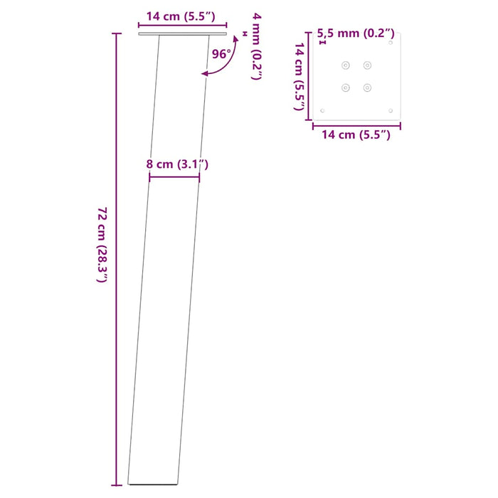 Picioare Masuta de cafea 4 buc Antracit 72 cm Otel