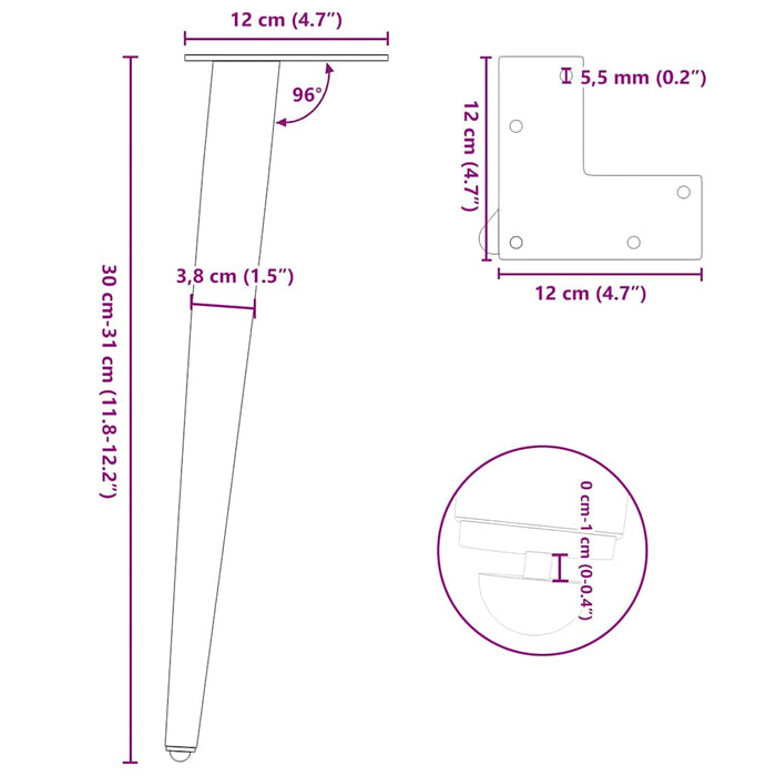 Picioare Masuta de cafea Forma Conica 4 buc Antracit 30-31 cm Otel