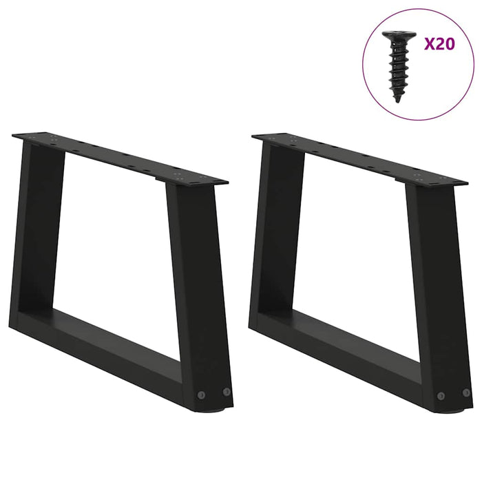 Dining Table Legs V-Shape 2 pcs Black 50x(30-31.3) cm Steel