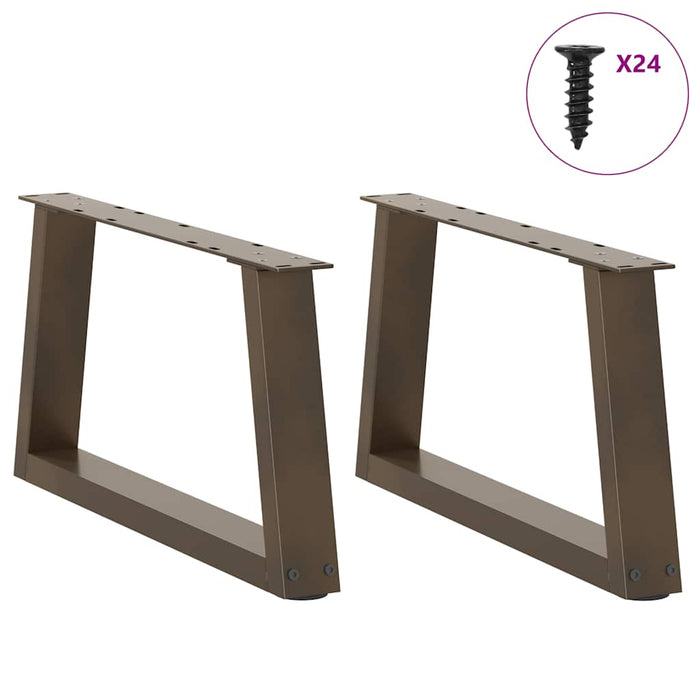 Dining Table Legs V-Shape 2 pcs Natural Steel 60x(30-31.3) cm Steel