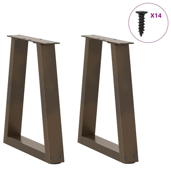 Dining Table Legs V-Shape 2 pcs Natural Steel 38x(42-43.3) cm Steel