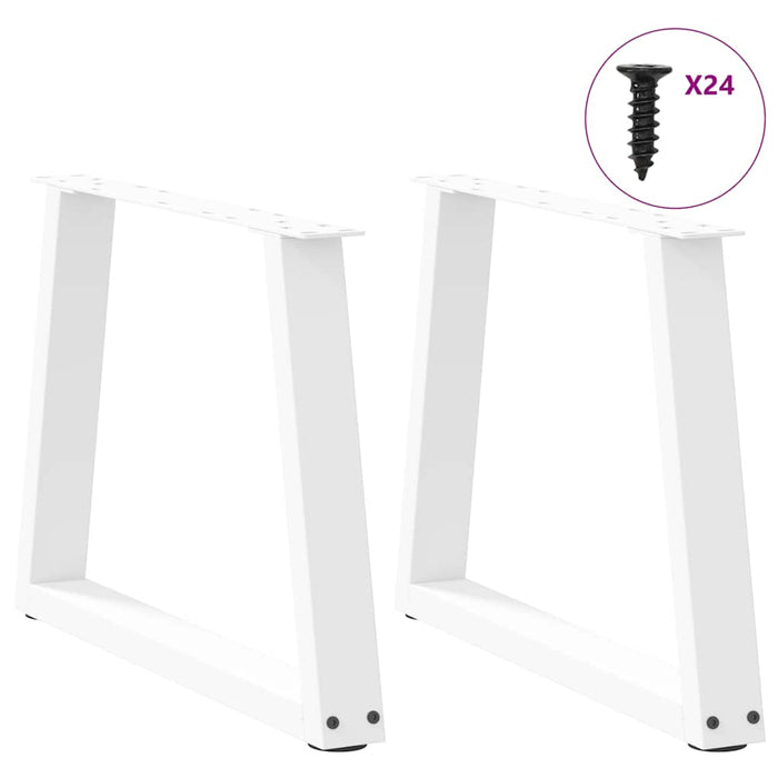 Dining Table Legs V-Shape 2 pcs White 60x(42-43.3) cm Steel