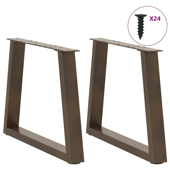 Dining Table Legs V-Shape 2 pcs Natural Steel 60x(42-43.3) cm Steel