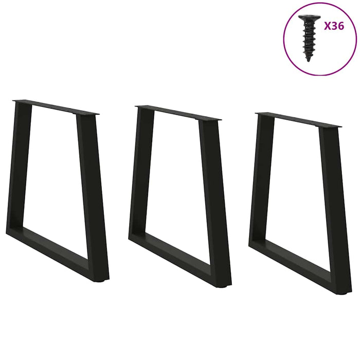 Dining Table Legs V-Shape 3 pcs Black 70x(72-73.3) cm Steel