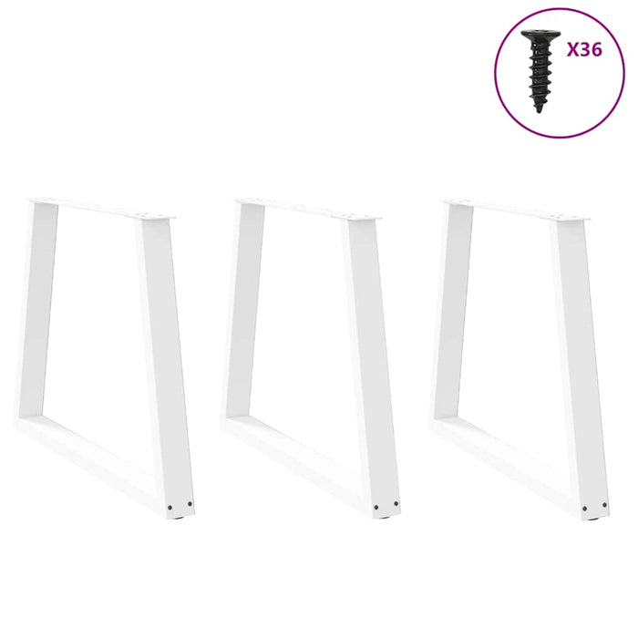 Dining Table Legs V-Shape 3 pcs White 70x(72-73.3) cm Steel