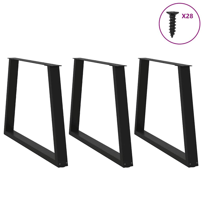 Dining Table Legs V-Shape 3 pcs Black 90x(72-73.3) cm Steel