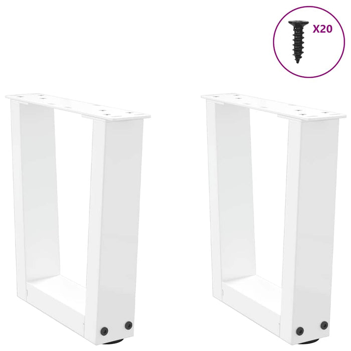 Dining Table Legs V-Shape 2 pcs White 40x(30-31.3) cm Steel