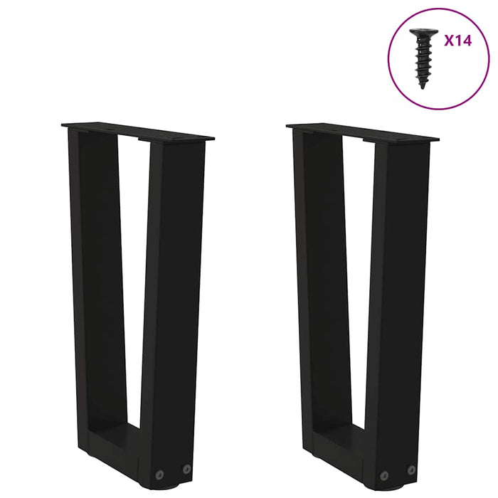 Dining Table Legs V-Shape 2 pcs Black 28x(42-43.3) cm Steel