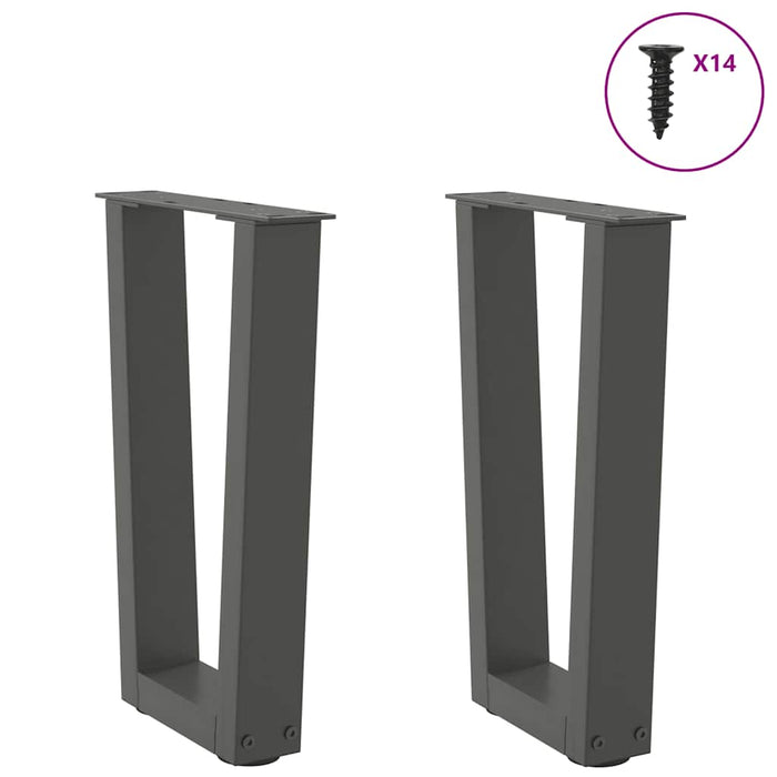 Dining Table Legs V-Shape 2 pcs Anthracite 28x(42-43.3) cm Steel